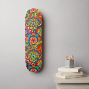 Skate Padrão de Mandala Colorida Retroativa Funky