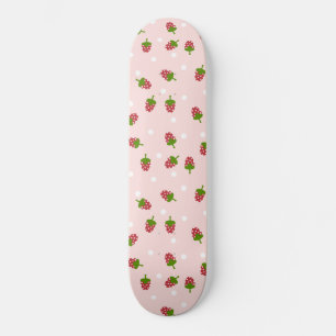 Skate Padrão de Morango Rosa, Garota Cawaii