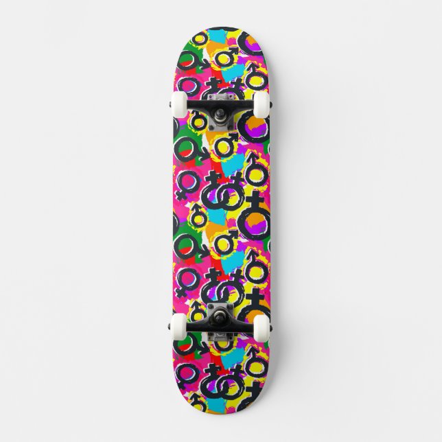 Skate Padrão de Neon de Gênero Orgulho gay (Frente)
