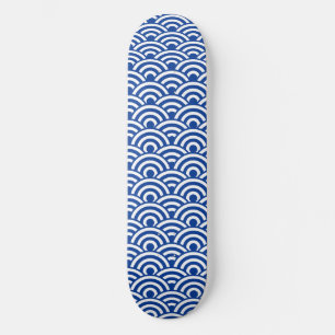 Skate Padrão de Onda Japonesa Branco Cobalto Azul