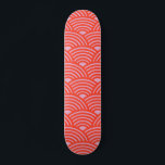 Skate Padrão de Onda Japonesa Seigaiha Vermelho Rosa<br><div class="desc">Padrão de Seigaiha das Ondas Japonesas - Rosa e Vermelho.</div>