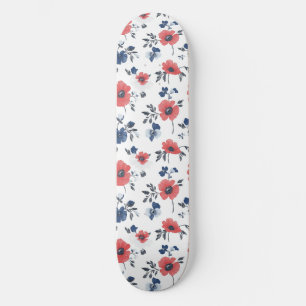 Skate Padrão de papilas de aquarela - Vermelho, Azul e B