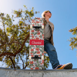 Skate Padrão de Papoulas Vermelhas Personalizado