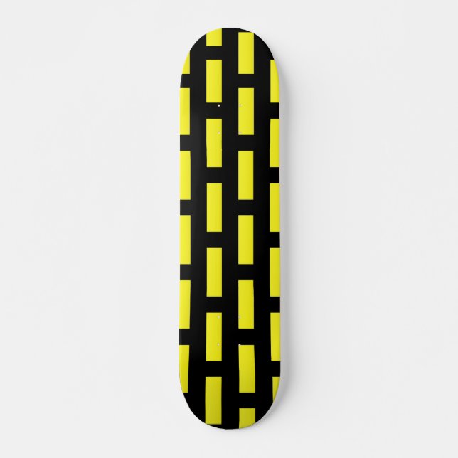 Skate Padrão de parede preto e amarelo (Frente)