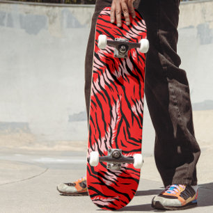 Skate Padrão de Pele de Animal Tigre Vermelho Design