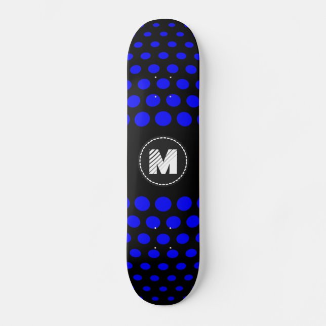 Skate Padrão de Pontos Azul Monograma (Frente)