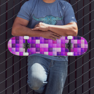 Skate Padrão de Quadrado Rosa de Pixels de Jogo de Vídeo