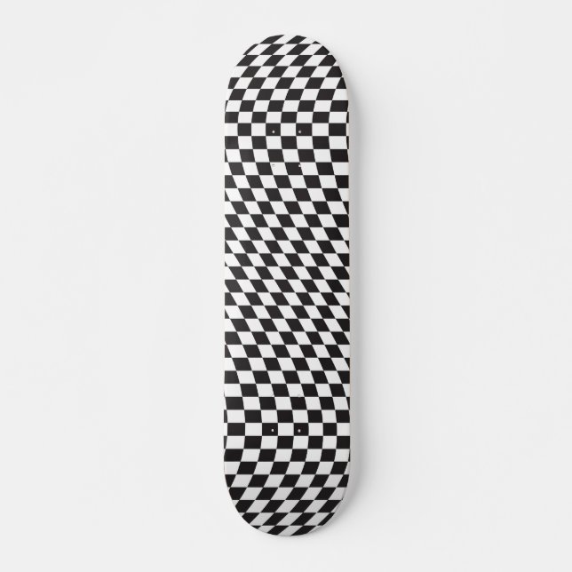 Skate Padrão de Quadro de Verificação Preto e Branco Ver (Frente)