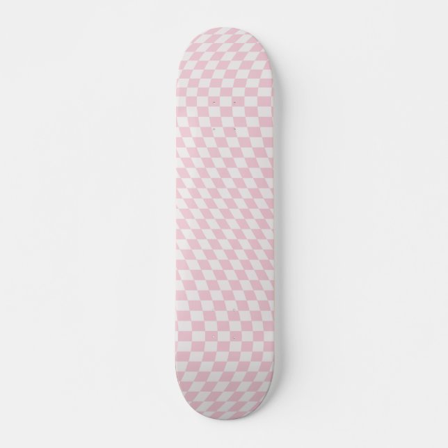 Skate Padrão de Quadro de Verificação Rosa do Pastel Ver (Frente)