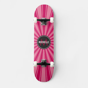Skate Padrão de Raios de Sol Funky Rosa Monograma