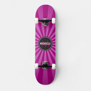 Skate Padrão de Raios de Sol Funky Roxo Monograma