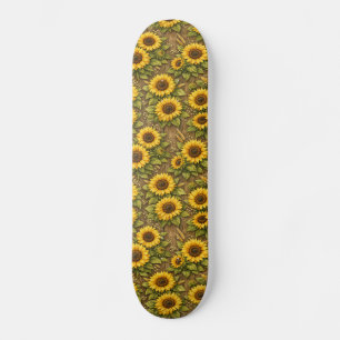 Skate Padrão de repetição contínua de girassol brilhante