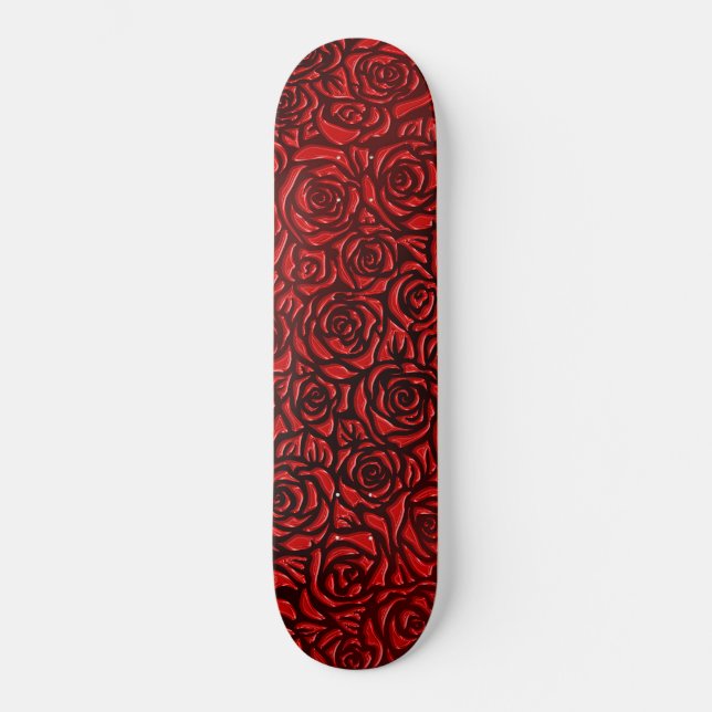 Skate Padrão de Rosa Vermelha Brilhante (Frente)
