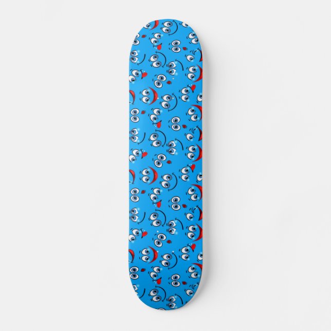 Skate Padrão de rosto de desenho azul (Frente)