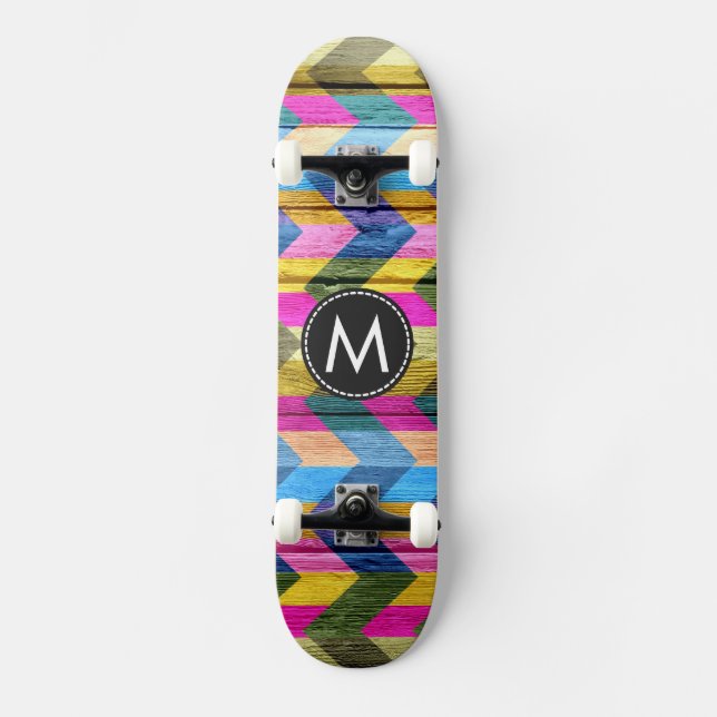 Skate Padrão de Stripes Chevron Pintado #6 (Frente)