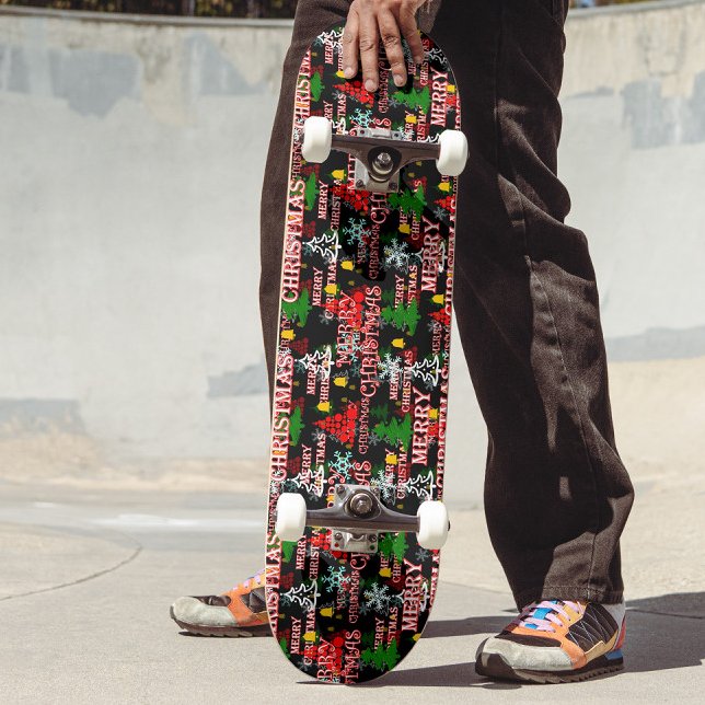 Skate Padrão de texto decorativo Feliz Natal Design  (Criador carregado)