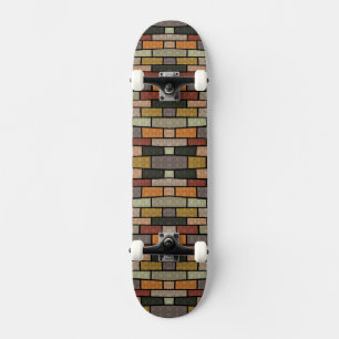 Skate Padrão de tijolos coloridos vintage fofo