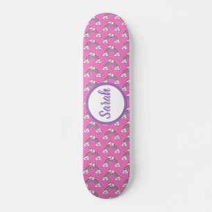 Skate Padrão de Unicórnio Arco-íris Nome Personalizado