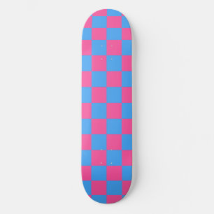 Skate Padrão de Verificação Azul Rosa Verificado