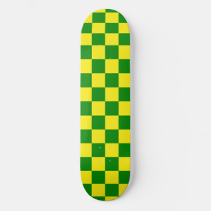 Skate Padrão de Verificação Verde Amarelo