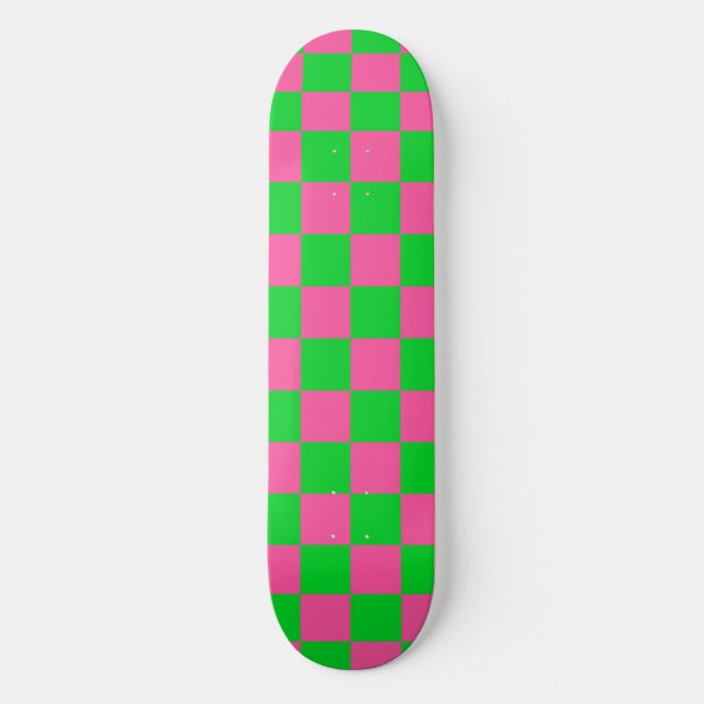 Skate Padrão de Verificação Verde Cor-de-Rosa (Frente)