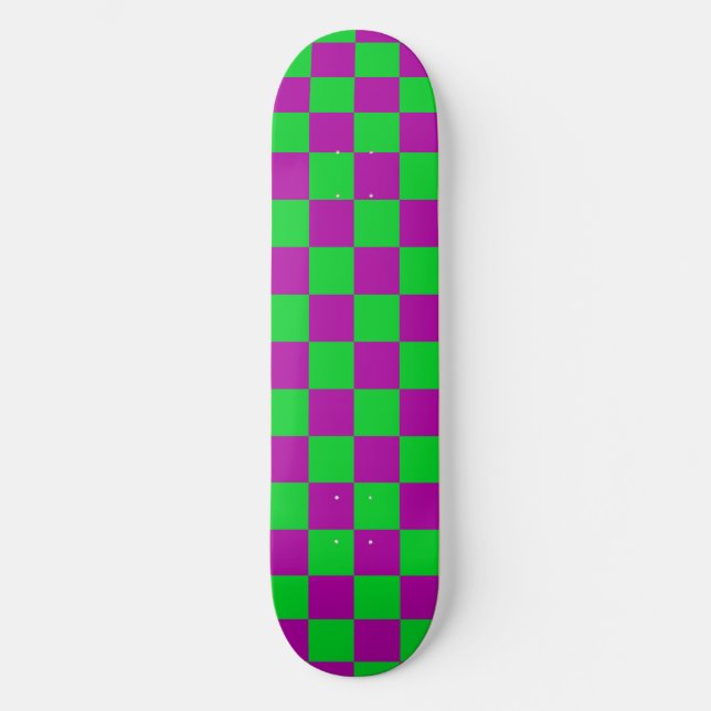 Skate Padrão de Verificação Verde Roxo (Frente)