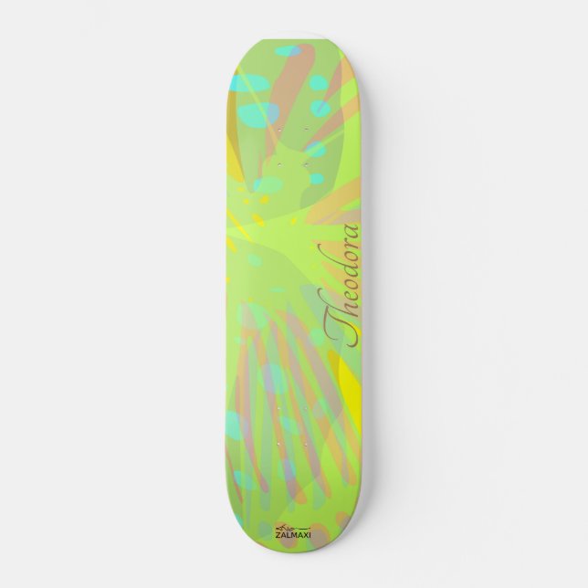 Skate Padrão de Violeta Amarelo-Amarelo-Abstrato Chic (Frente)