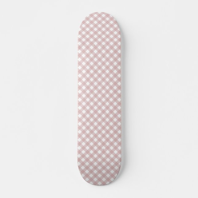 Skate Padrão de Xadrez de Sombreado Rosa Maciço Minimali (Frente)