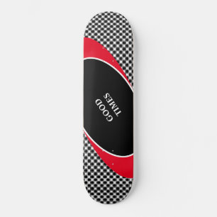 Skate Padrão de xadrez preto e branco & linhas onduladas