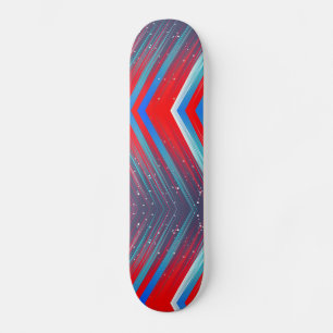 Skate Padrão de Zag azul e branco vermelho