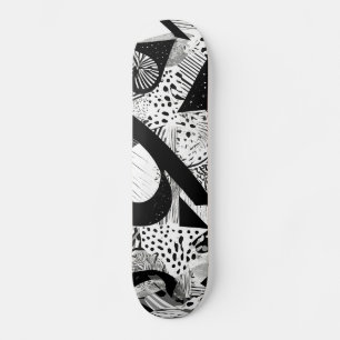 Skate Padrão decorativo de Abstrato branco e preto