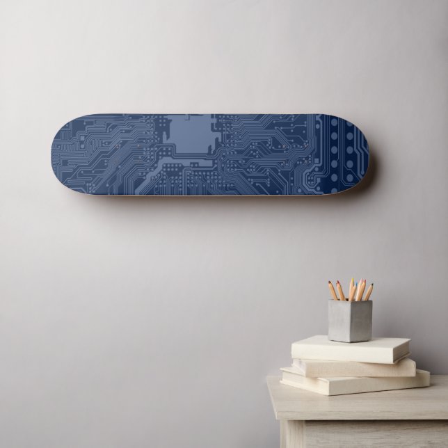 Skate Padrão do circuito da placa-mãe do Geek azul (Arte de parede (Horz))