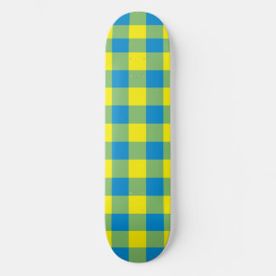 Skate Padrão do Verificador de Xadrezes Verde Amarelo Az