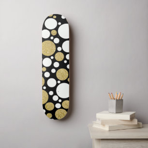 Skate Padrão Dourado de Bolinhas