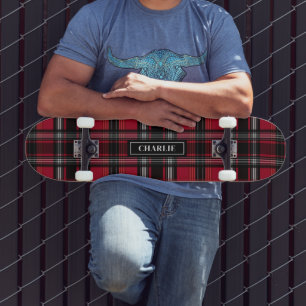 Skate Padrão E Nome Personalizado De Tartan Xadrez Verme