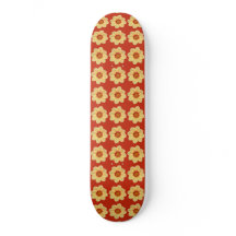 Padrão Floral Amarelo Dahlia em Vermelho