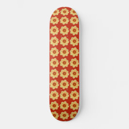 Skate Padrão Floral Amarelo Dahlia em Vermelho