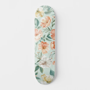 Skate Padrão Floral Azul Aquarela de Prado de Flores Sil
