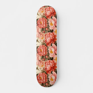 Skate Padrão Floral bonito Pink Peony Vintage