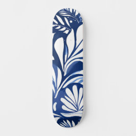 Skate Padrão Floral Botânico Aquarela Azul