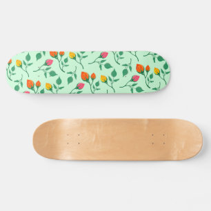 Skate Padrão floral com flores rosa coloridas