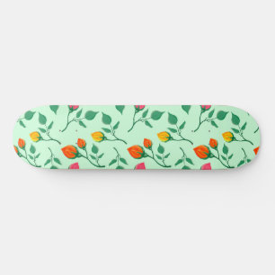 Skate Padrão floral com flores rosa coloridas