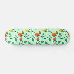Skate Padrão floral com flores rosa coloridas