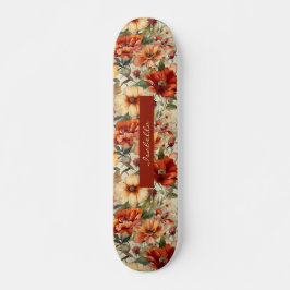 Skate Padrão Floral de Cores de Água Personalizadas do C