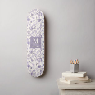 Skate Padrão Floral de Flores de Lavanda Roxo Aquarela