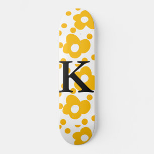 Skate Padrão floral de margarida branca amarela adiciona