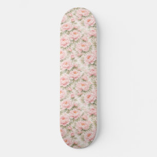 Skate Padrão Floral de Peônia em Aquarela Suave Sem Cost