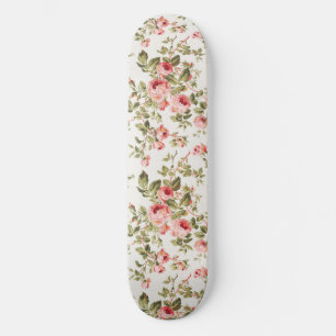 Skate Padrão floral de rosas cor-de-rosa vintage