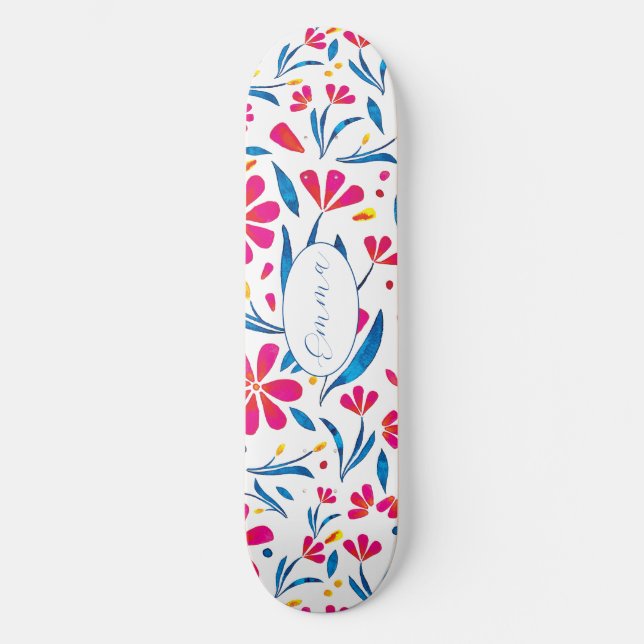 Skate Padrão Floral de Uplifting Personalizado (Frente)
