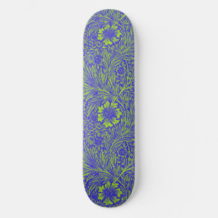Skate Padrão floral do verde limão azul bonito da vindim